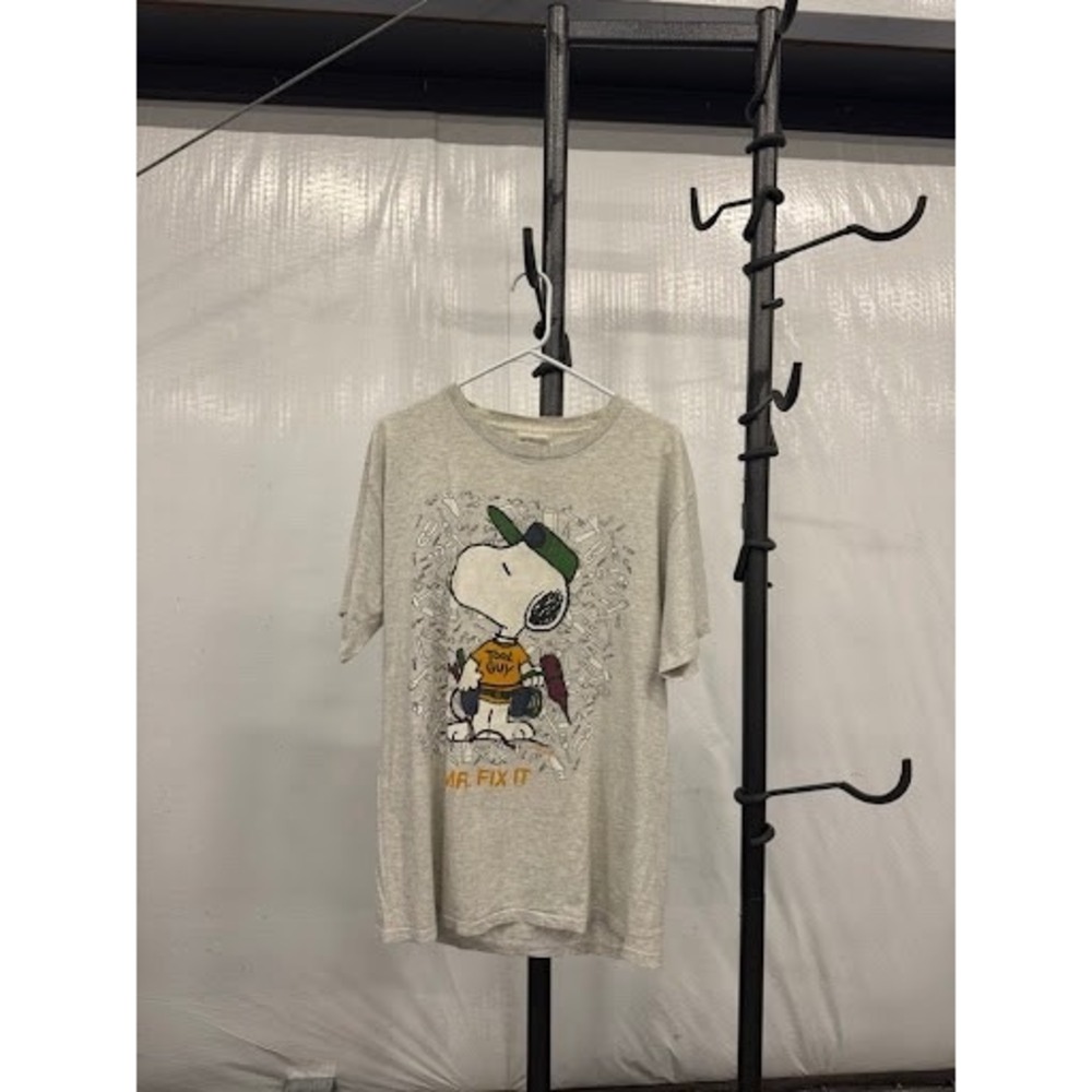 Vintage Peanuts Snoopy "MR. FIX IT" T-Shirt - Heather Grey - Large - Tool Guy